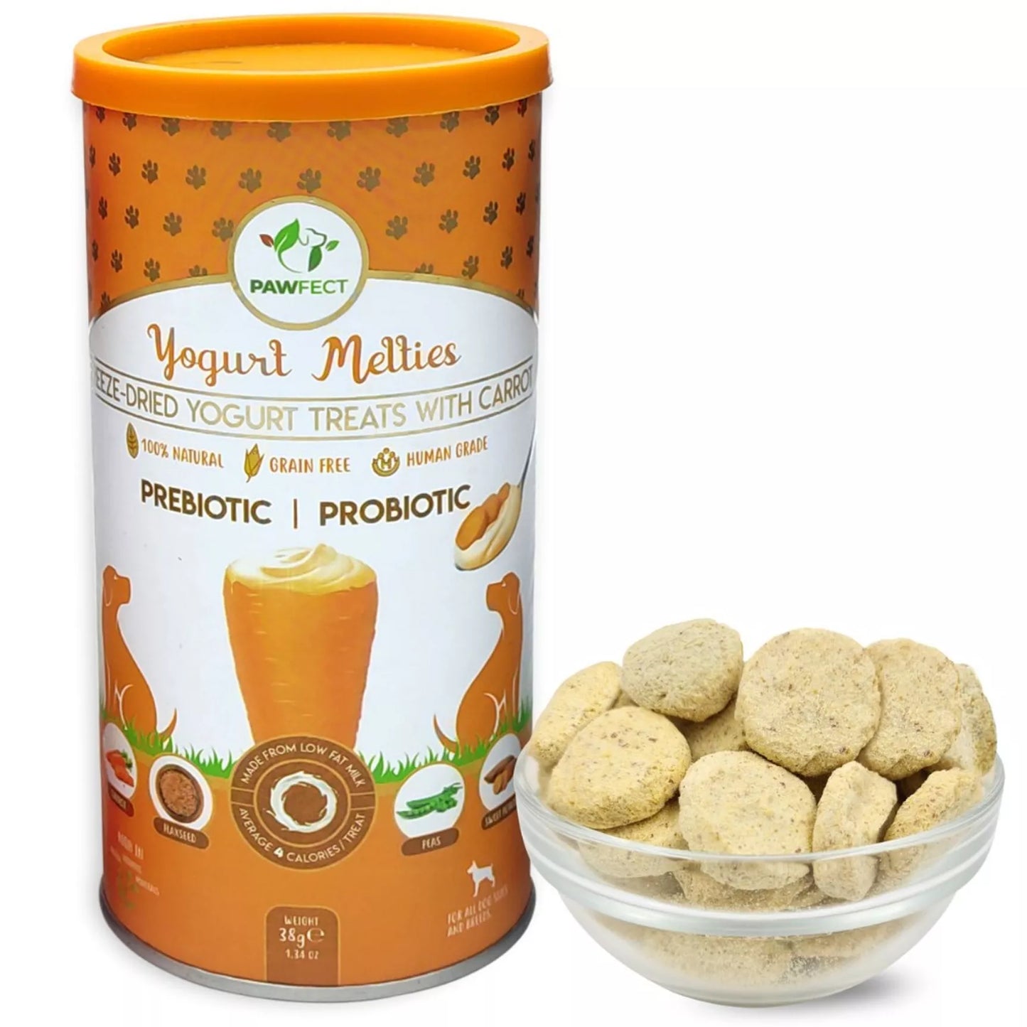 Pawfect Yoghurt Melties Prebiotic and Probiotic treats- Carrot