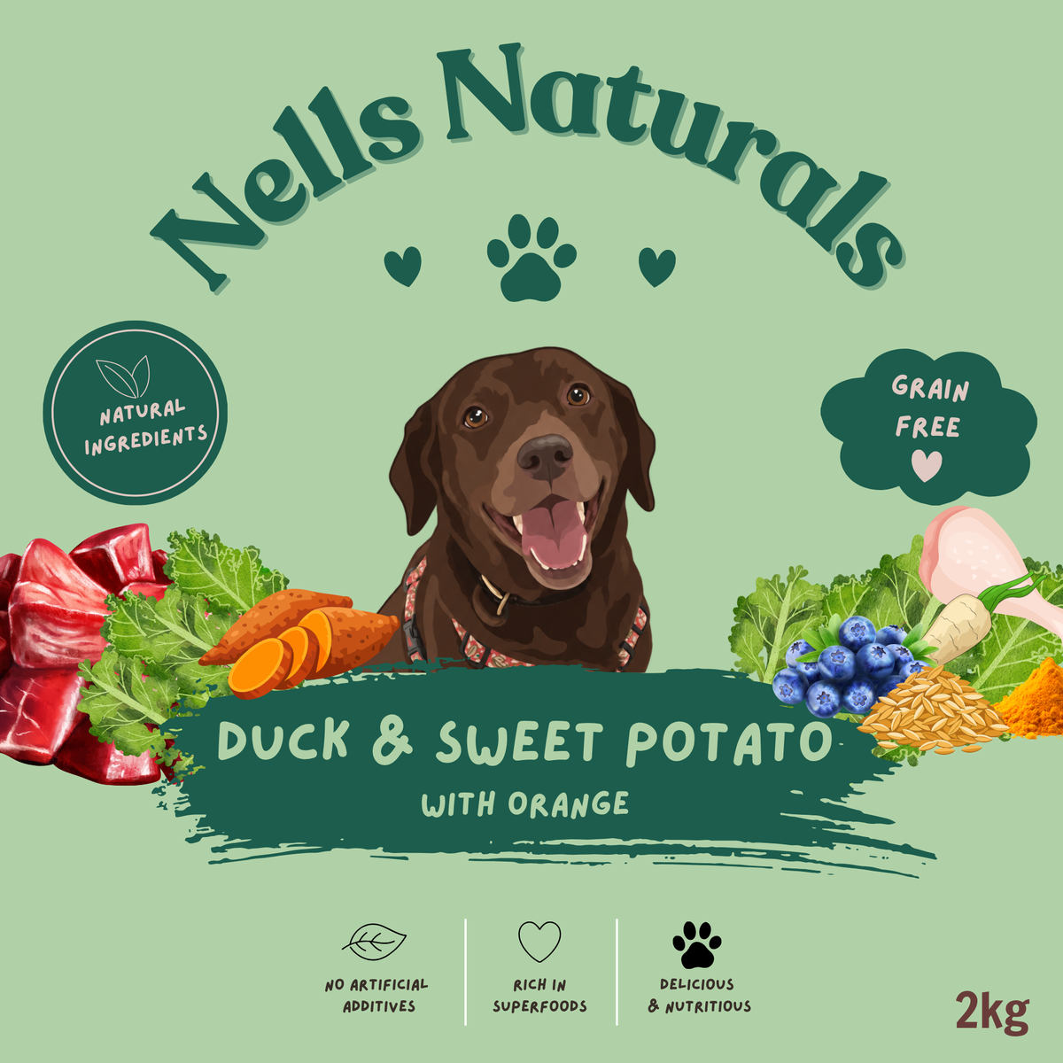 Nell's Naturals Dry Food- Duck, Sweet Potato & Orange