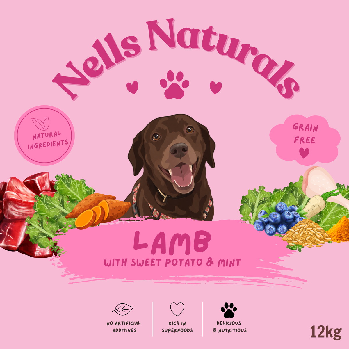 Nell's Naturals Dry Food- Lamb & Sweet Potato with Mint