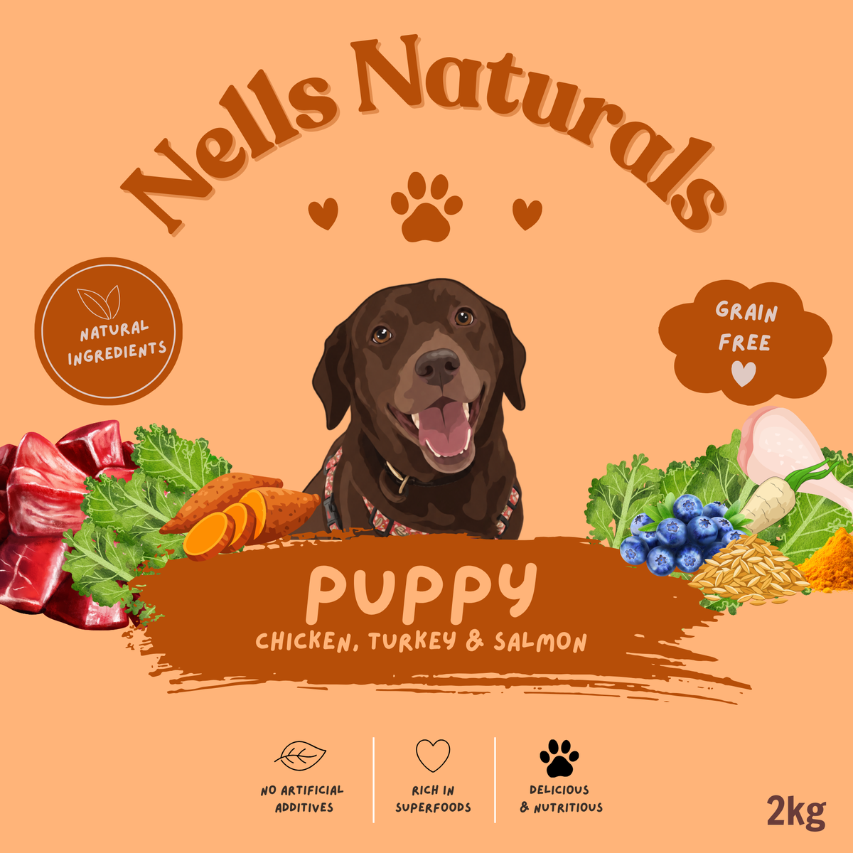 Nell's Natural's Cold Pressed- Chicken with Turkey & Salmon (Puppy)