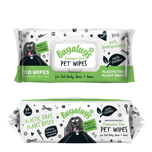 Bugalugs Fragrance Free Dog Wipes 110
