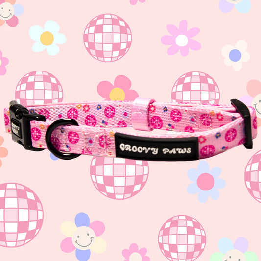 Groovy Paws Collar - Peace, Love & Disco
