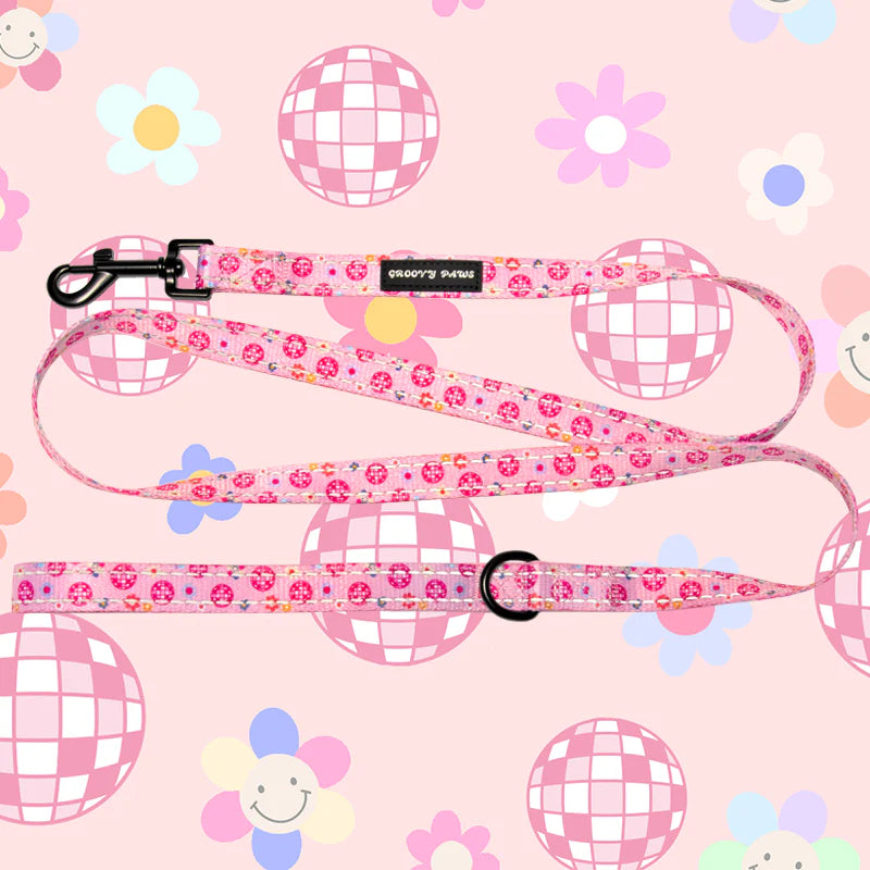 Groovy Paws Reflective 5ft Lead - Peace, Love & Disco