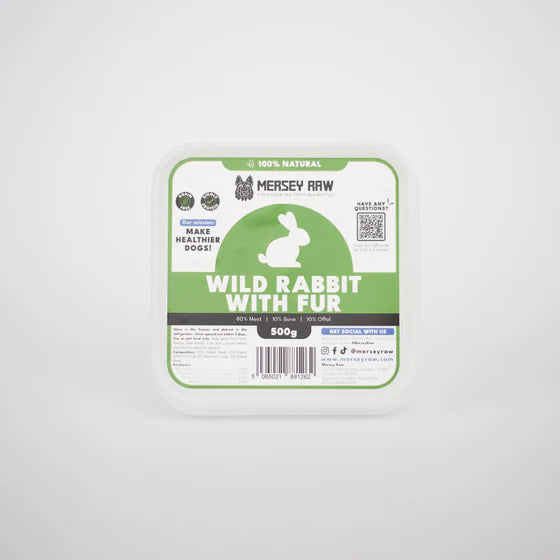 Mersey Raw Wild Rabbit with Fur  500g